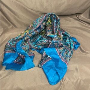 Silk Elephant Scarf made in India Purple Blue